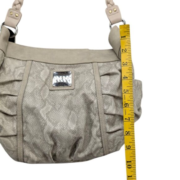 Miche Beverly Demi Snake Shoulder Bag Cream Grey Tote 2 Braided Straps Ruched - Picture 12 of 15